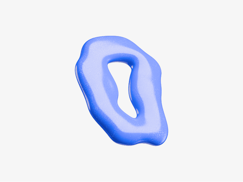 Blue organic abstract shape with hollow center