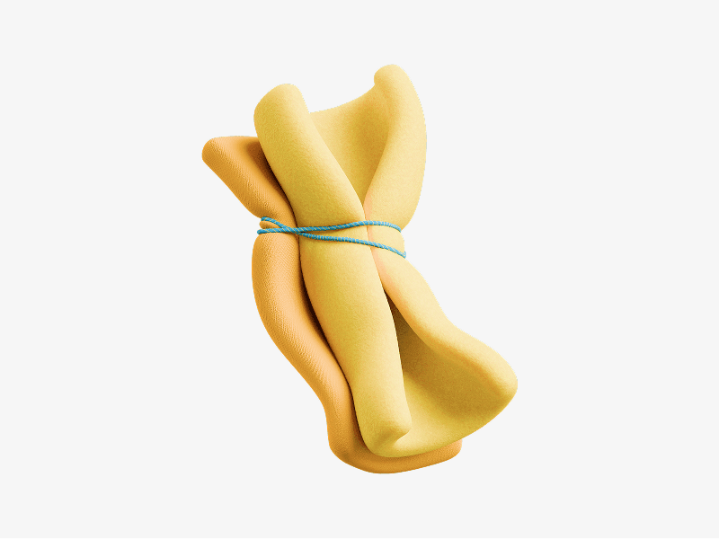 Twisted soft ribbon abstract shape with smooth rounded form
