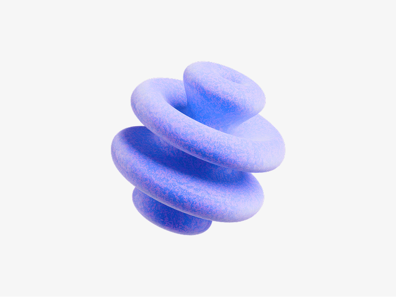 Stack of rounded soft rings forming an abstract shape