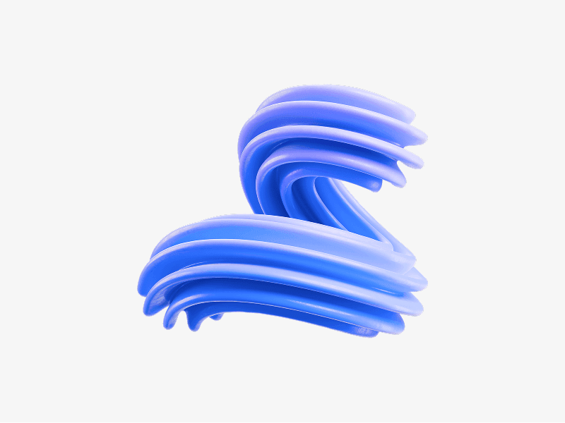 Blue folded wave abstract shape with smooth layered curves