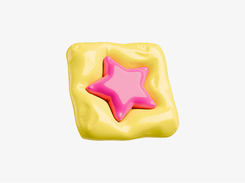 Soft square abstract tile with star shape pressed inside