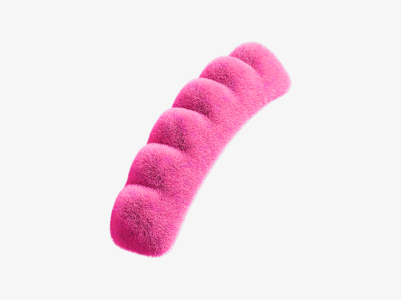 Pink fuzzy bar-shaped abstract form with soft texture