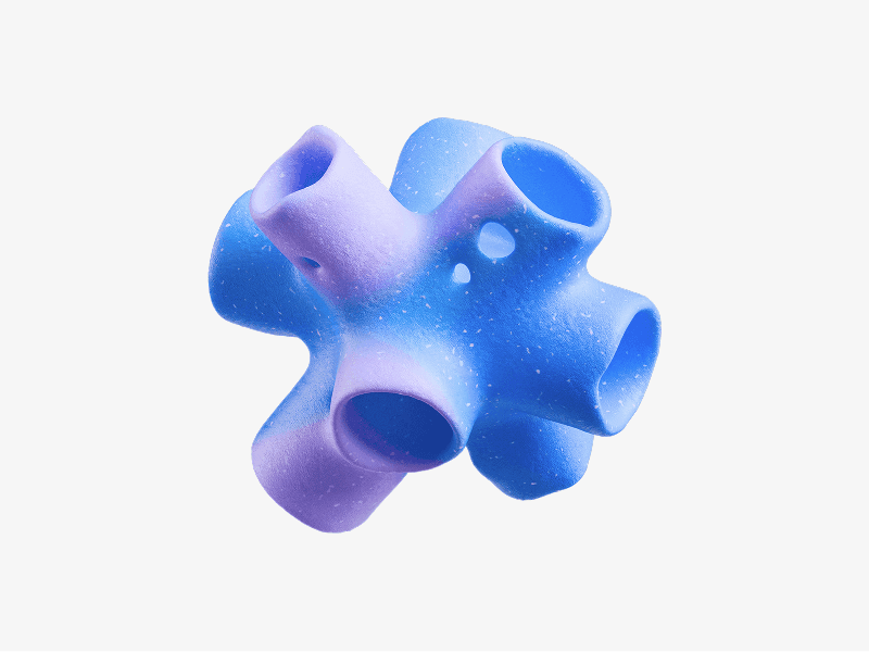 Abstract 3D shape made of soft connected tubes