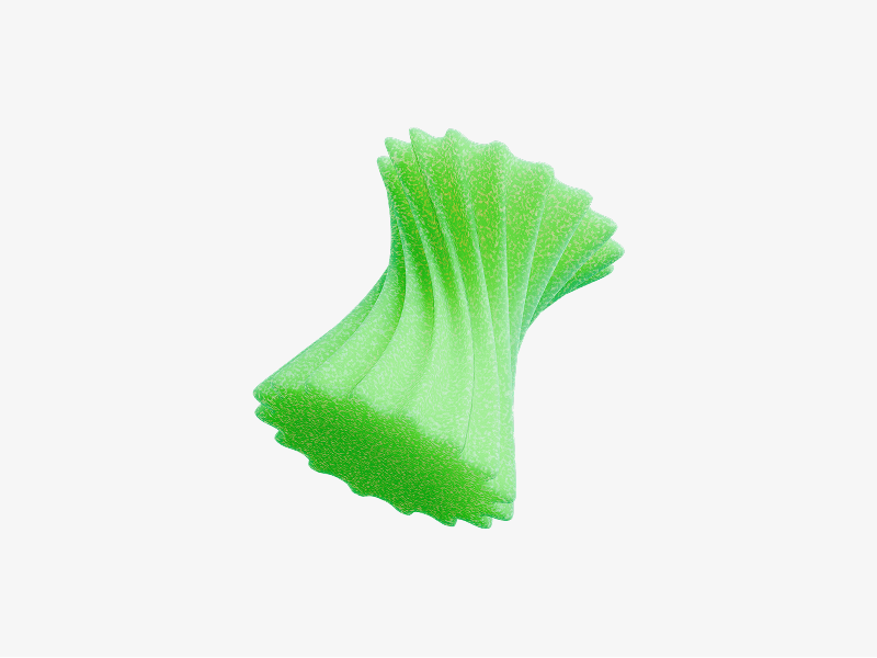 Green folded wave abstract shape with layered texture