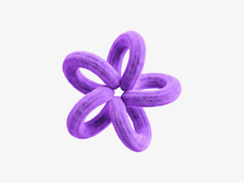 Purple looped shape forming a flower-like abstract form