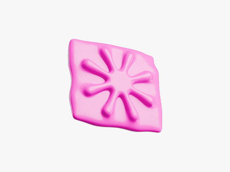 Pink square abstract tile with pressed organic pattern