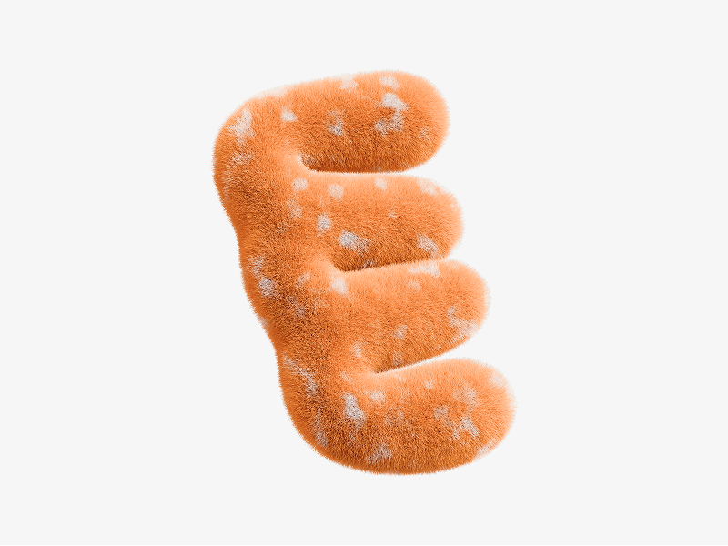 Orange fuzzy spiral abstract shape with soft texture