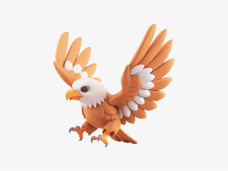 3d eagle flying with wings spread