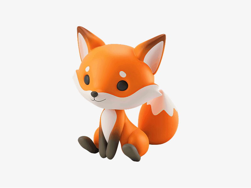 cute fox 3d character