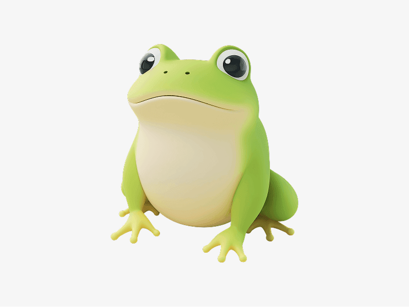 cute green frog 3d character