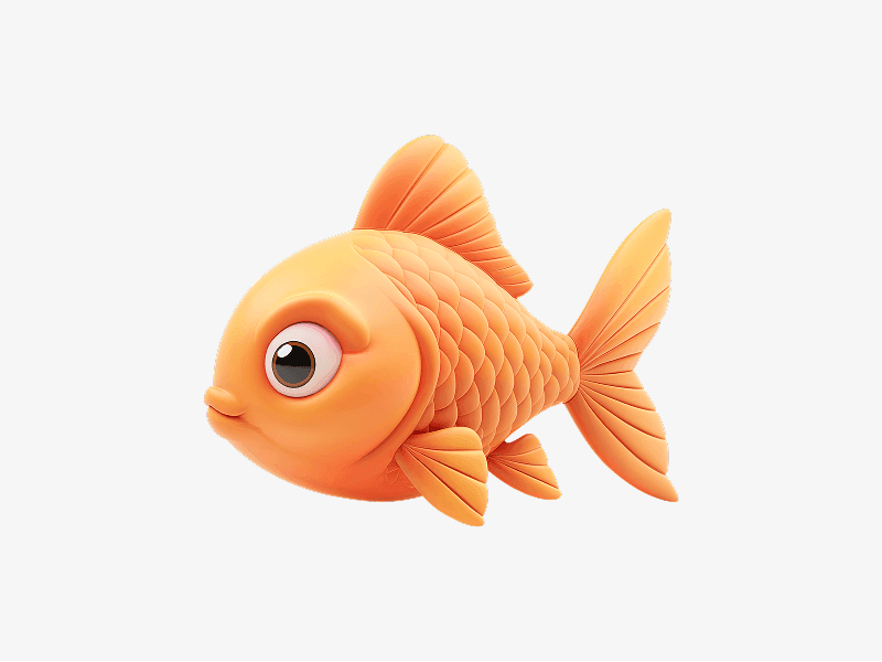 cute orange goldfish 3d character