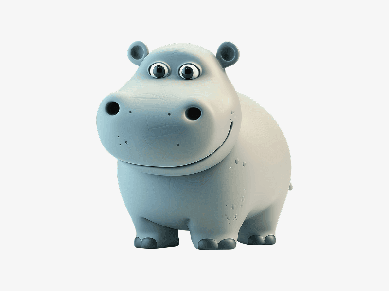 cute hippo 3d character