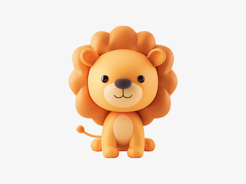 cute lion 3d character