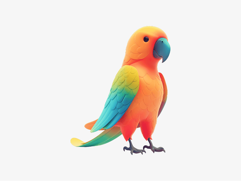 colorful parrot 3d character