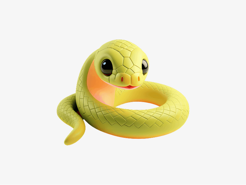 cute green snake 3d character
