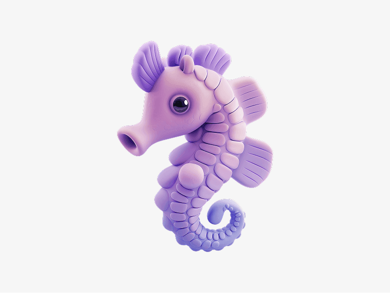cute seahorse 3d character