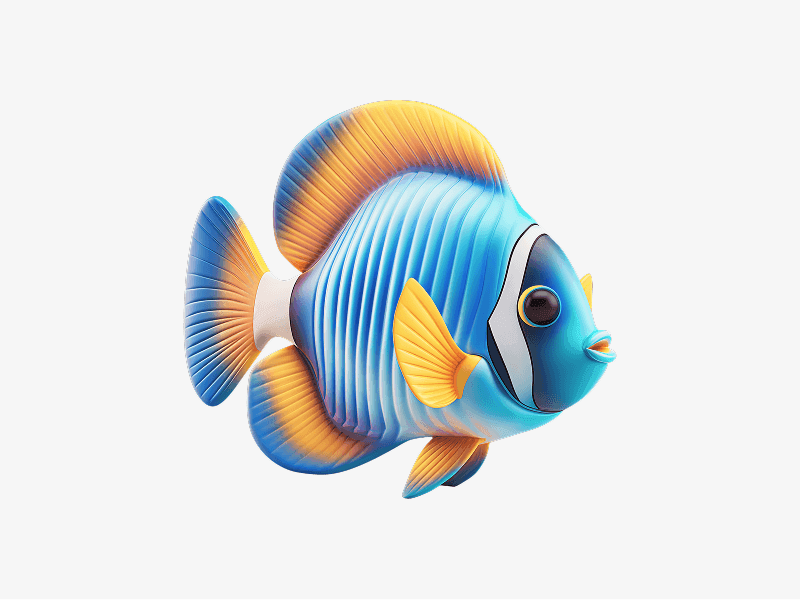 colorful 3d tropical fish