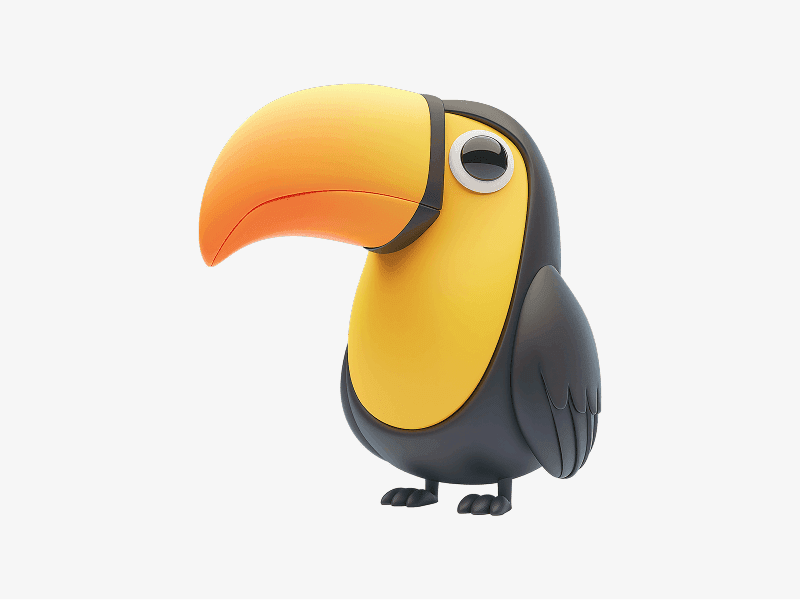 cute toucan bird 3d character