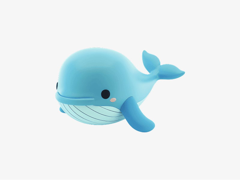 cute blue whale 3d character