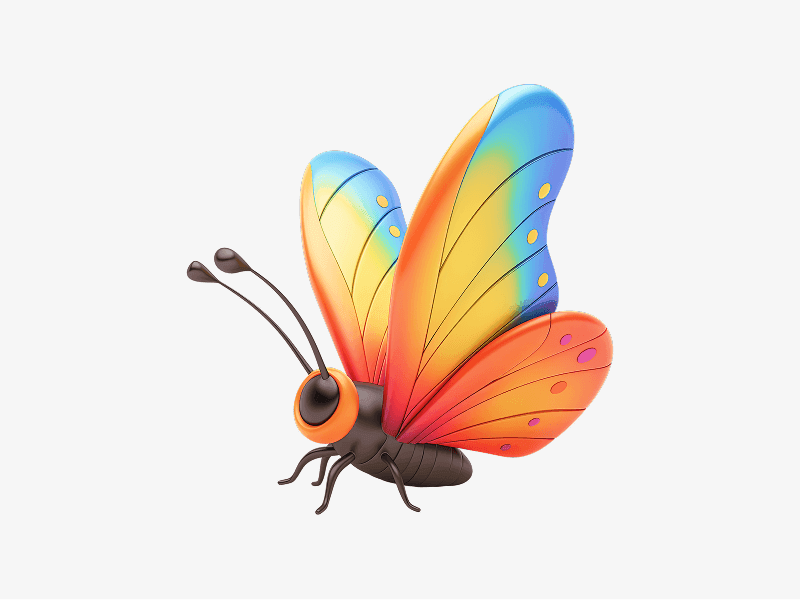 bright 3d butterfly with wings