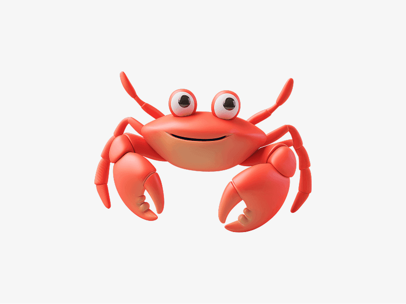 cute red crab 3d character