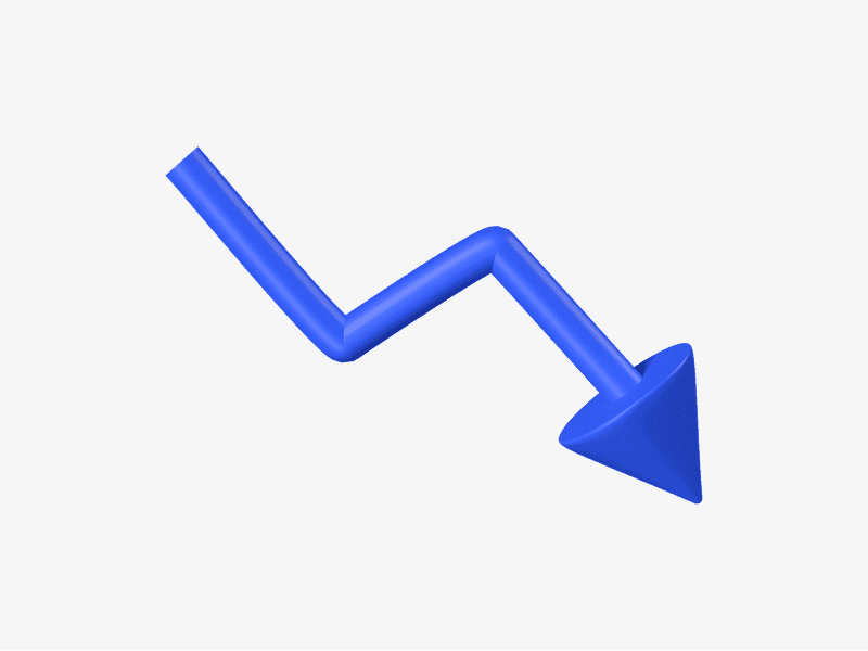 3D blue downward arrow
