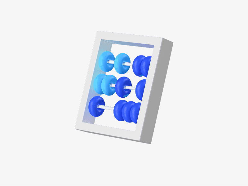 3D abacus world in angle view with blue beads