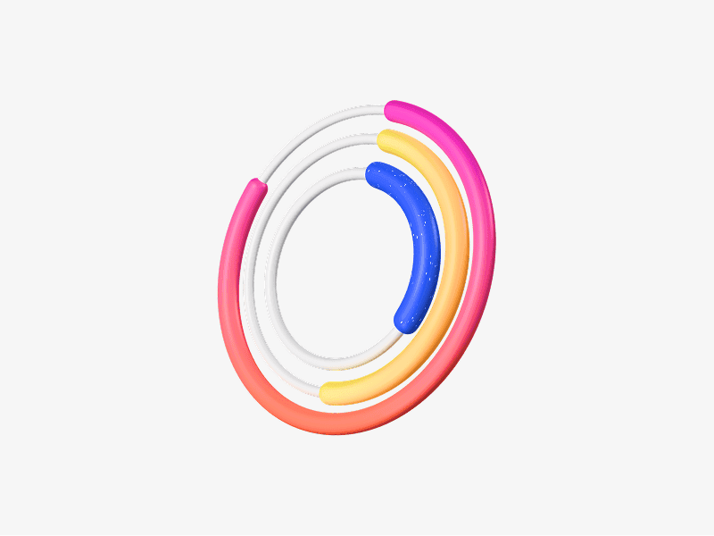 3D circular progress chart with colored rings