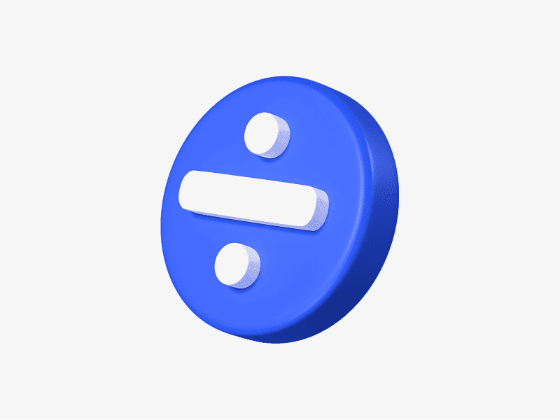 3D divide math symbol icon