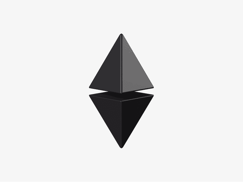3D geometric crystal shape with a minimal futuristic look