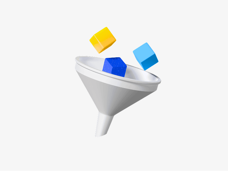 3D data funnel with blocks