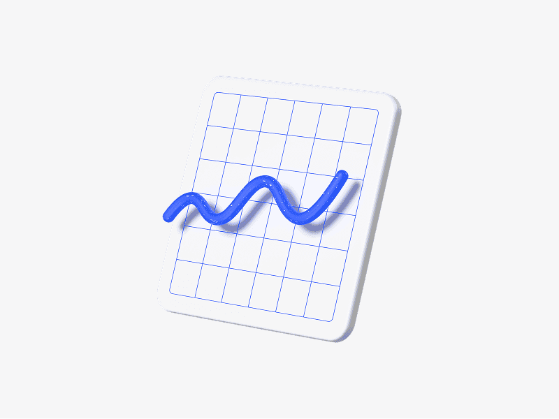 3D wavy line chart on grid