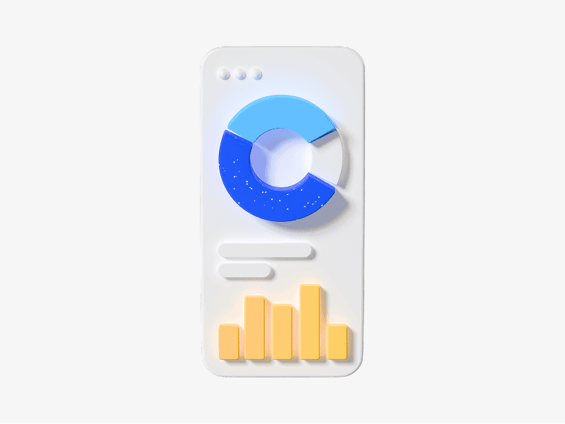 3D mobile analytics screen front view