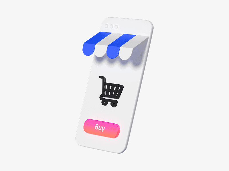 3D mobile online store screen shown from an angle
