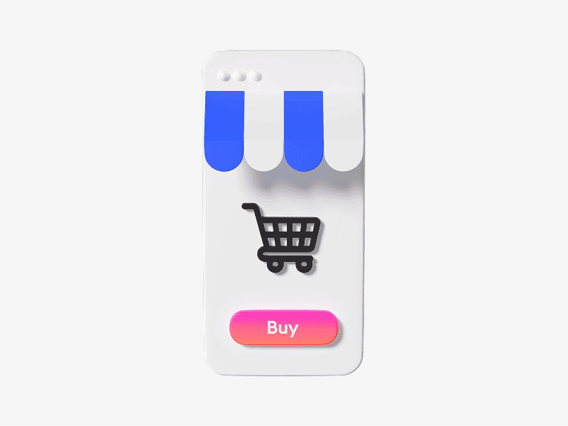 3D mobile online store screen front view