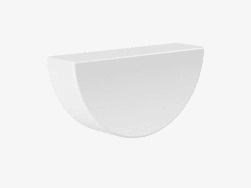 3D white half bowl abstract shape