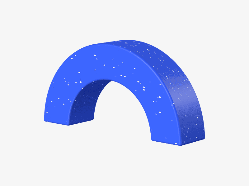3D blue curved arch shape