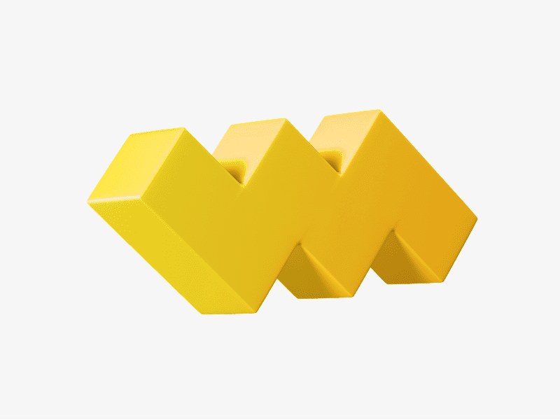 3D yellow zigzag shape shown from an angle
