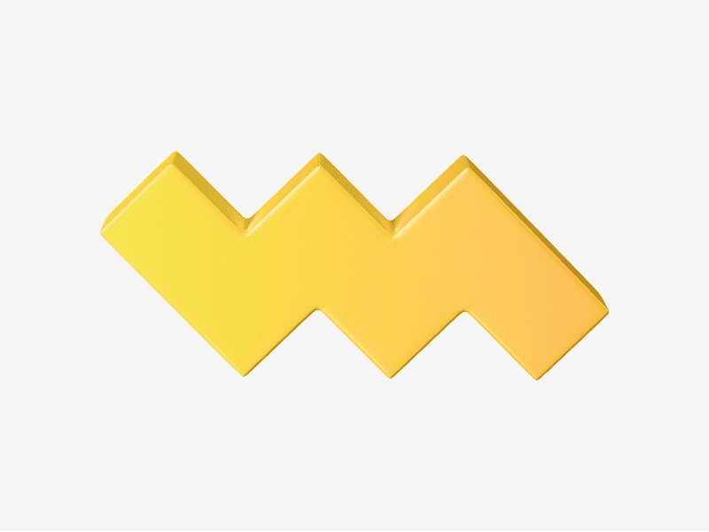 3D yellow zigzag shape front view