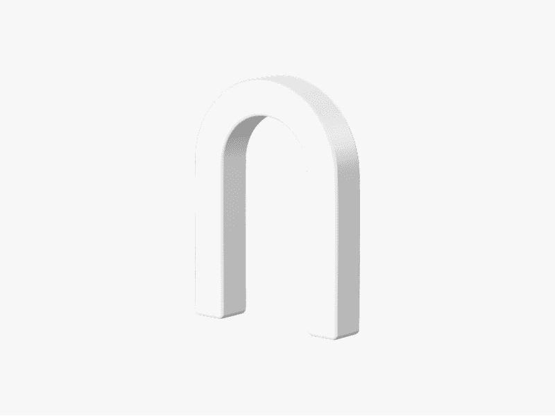 3D white U-shaped object