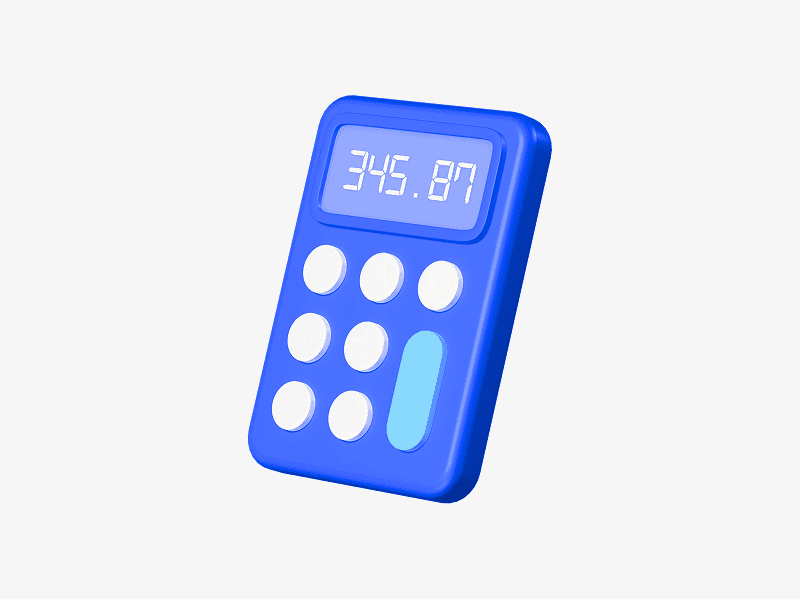 3D blue calculator with display