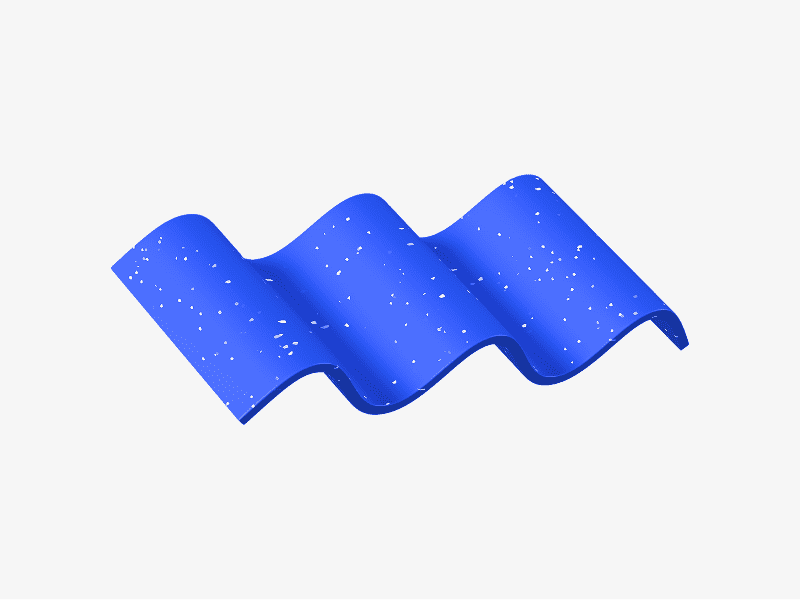 3D blue wavy chart shape