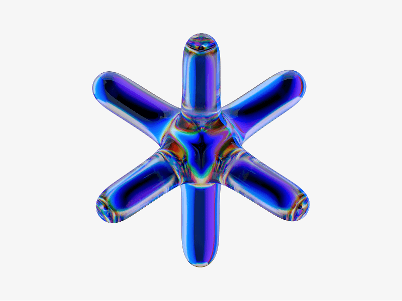 dispersed glass asterisk shape in 3d