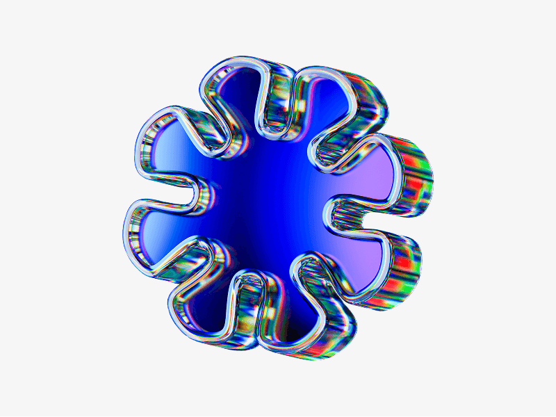 dispersed glass flower shape in 3d