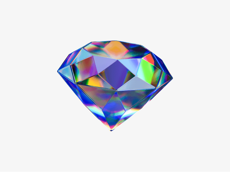 dispersed glass diamond shape in 3d