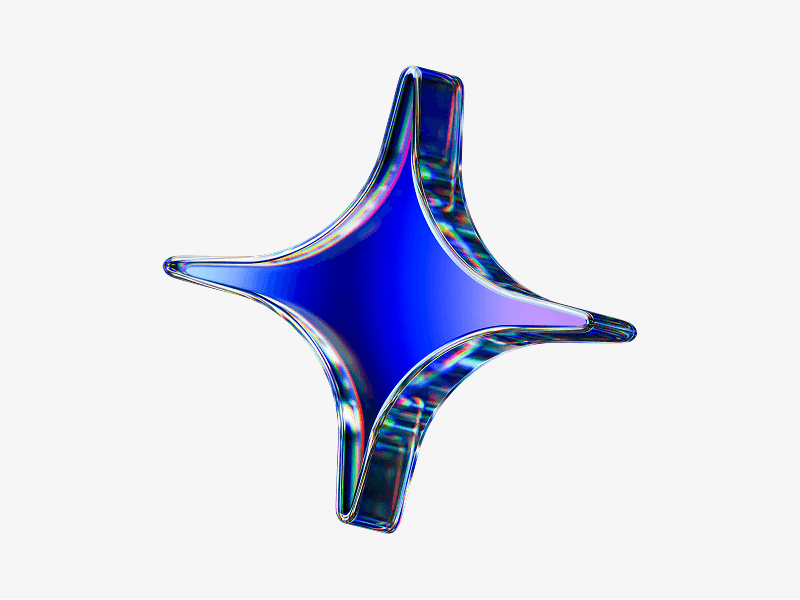 dispersed glass star shape in 3d