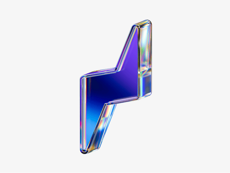 dispersed glass lightning icon in 3d