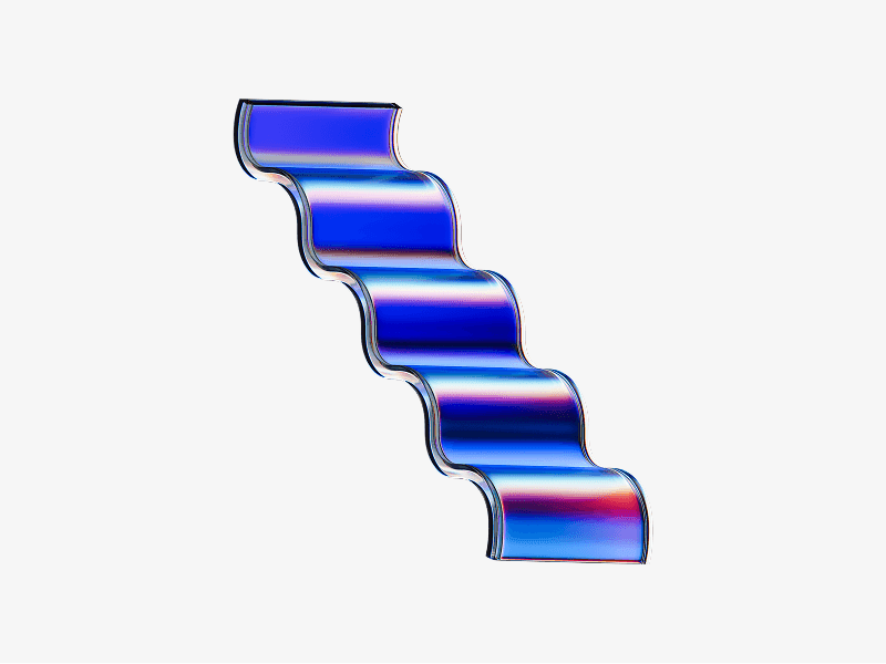 dispersed glass stair shape in 3d