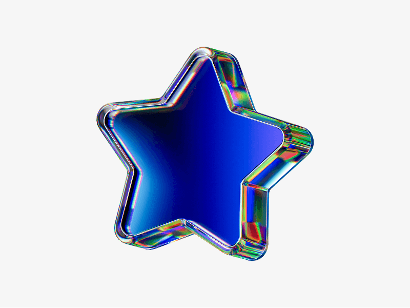 dispersed glass star badge shape in 3d