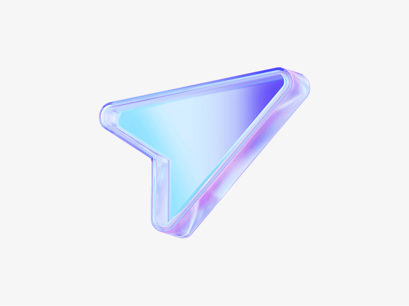 dispersed glass send button shape in 3d
